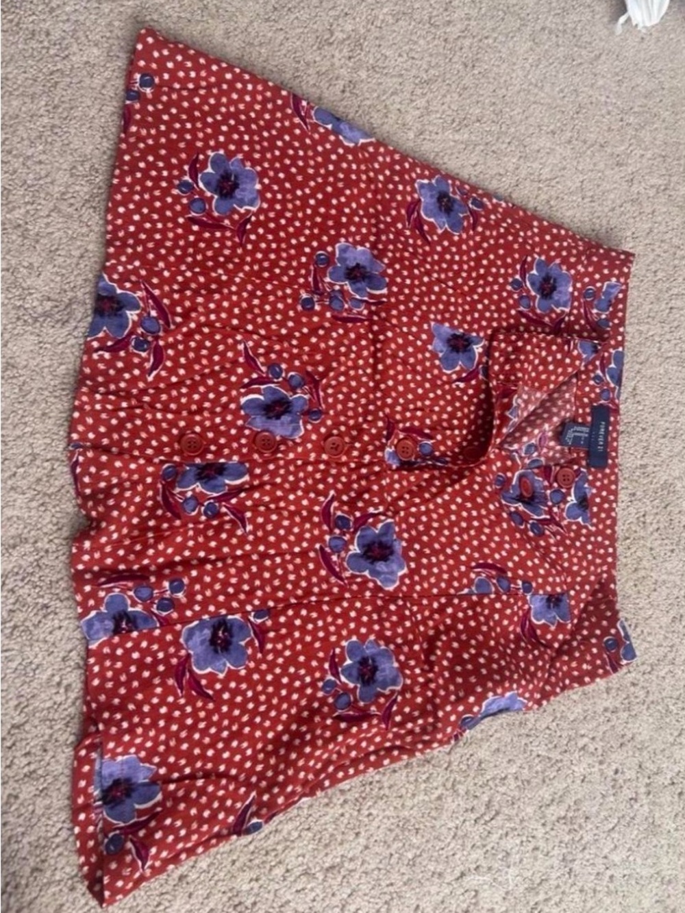 Forever 21 Red Floral Button-Front Skirt